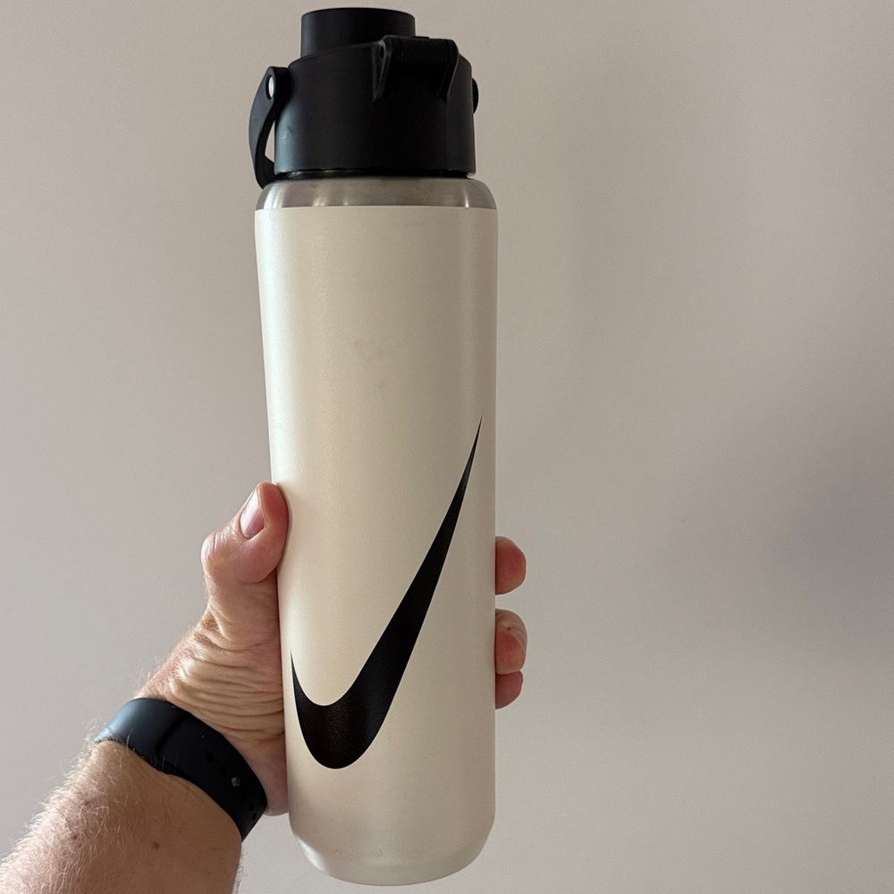Nike Metal Off White Water Bottle with Black Logo